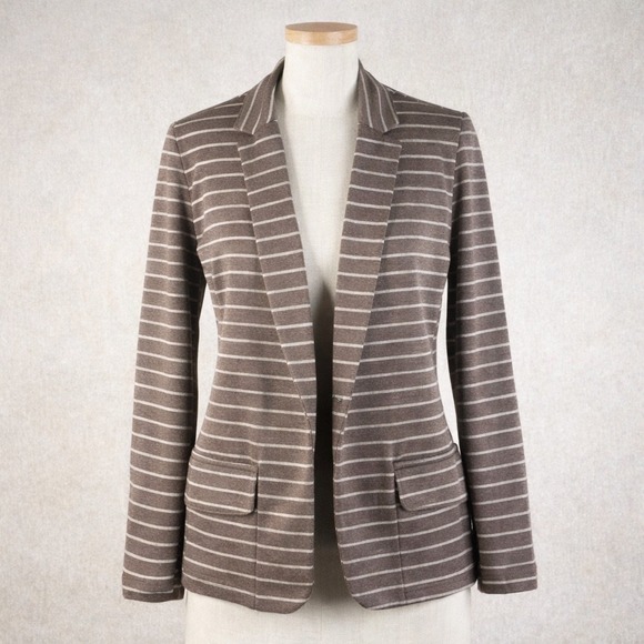 Dolan Left Coast Collection Jackets & Blazers - Dolan Left Coast Collection Blazer Womens Small Brown Striped Rayon Stretch Knit